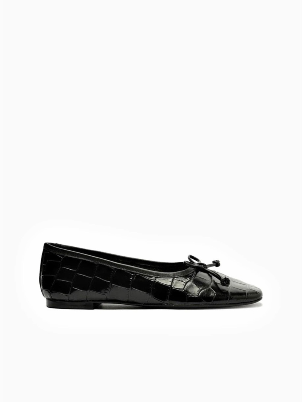 SCHUTZ Arissa Black Leather Croc-Embossed Ballet Flats size 8